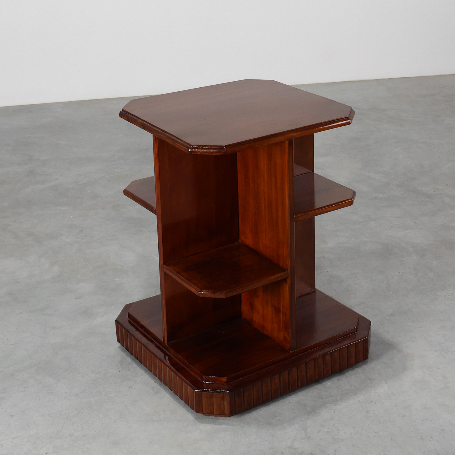 French Art Deco Side Table in Wood, circa 1920-img